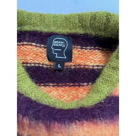 Brain Dead Blurry Lines Alpaca Crew Knit in Orange Multi - Picture 4 of 5